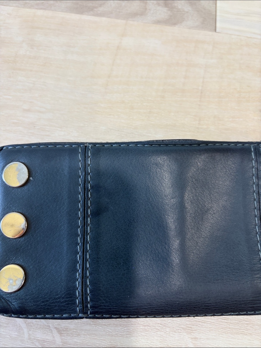 Hammitt Gray Leather 110 North Zip Wallet with Gold Studs - Picture 5 of 14